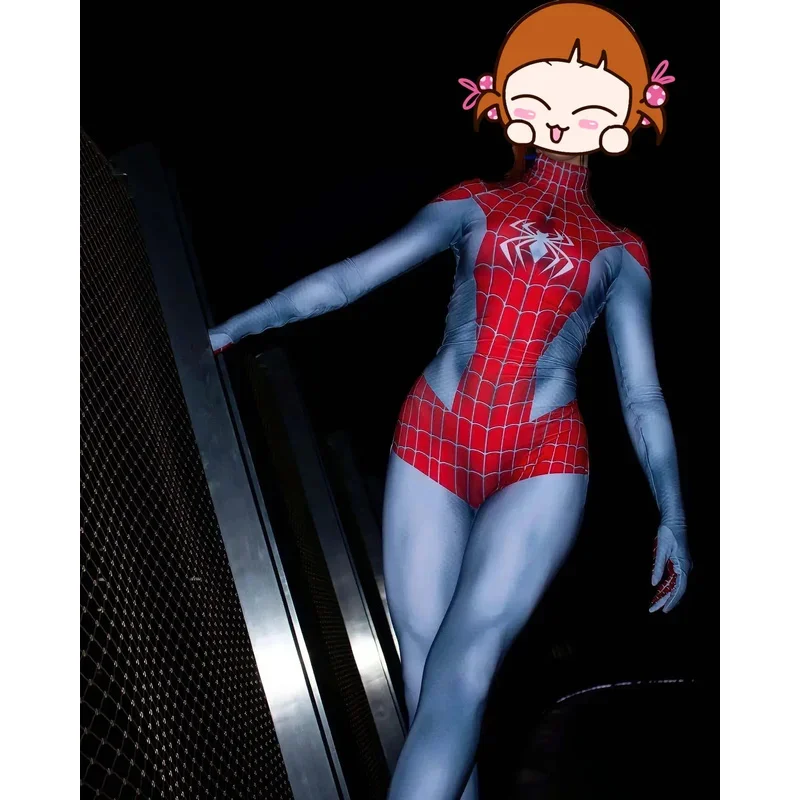 AD1 Women MJ Spider Cosplay Costume Adults Kids Girls Women Superhero Zentai Halloween Bodysuit Party Jumpsuit5@rD~