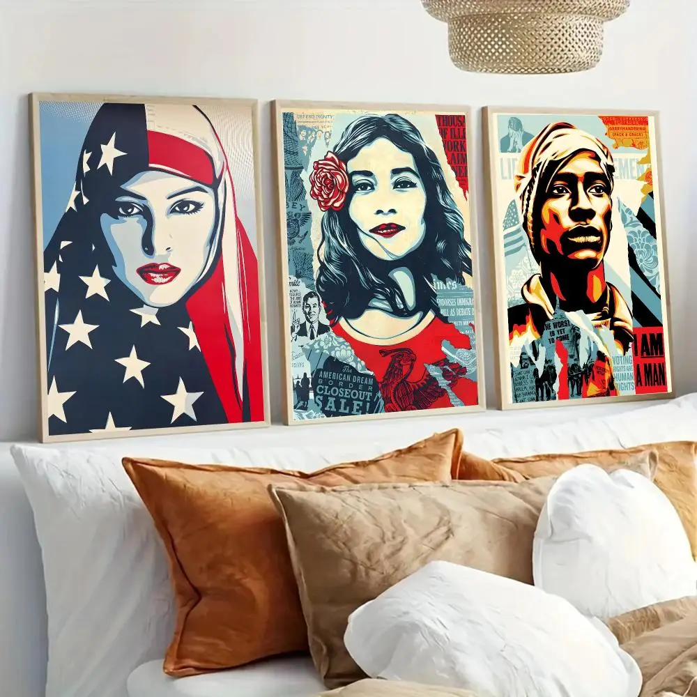 S-Shepard Fairey Popular Art Poster Modern Home Living Bedroom Bar Hallway Waterproof Wall Art Aesthetic Decor