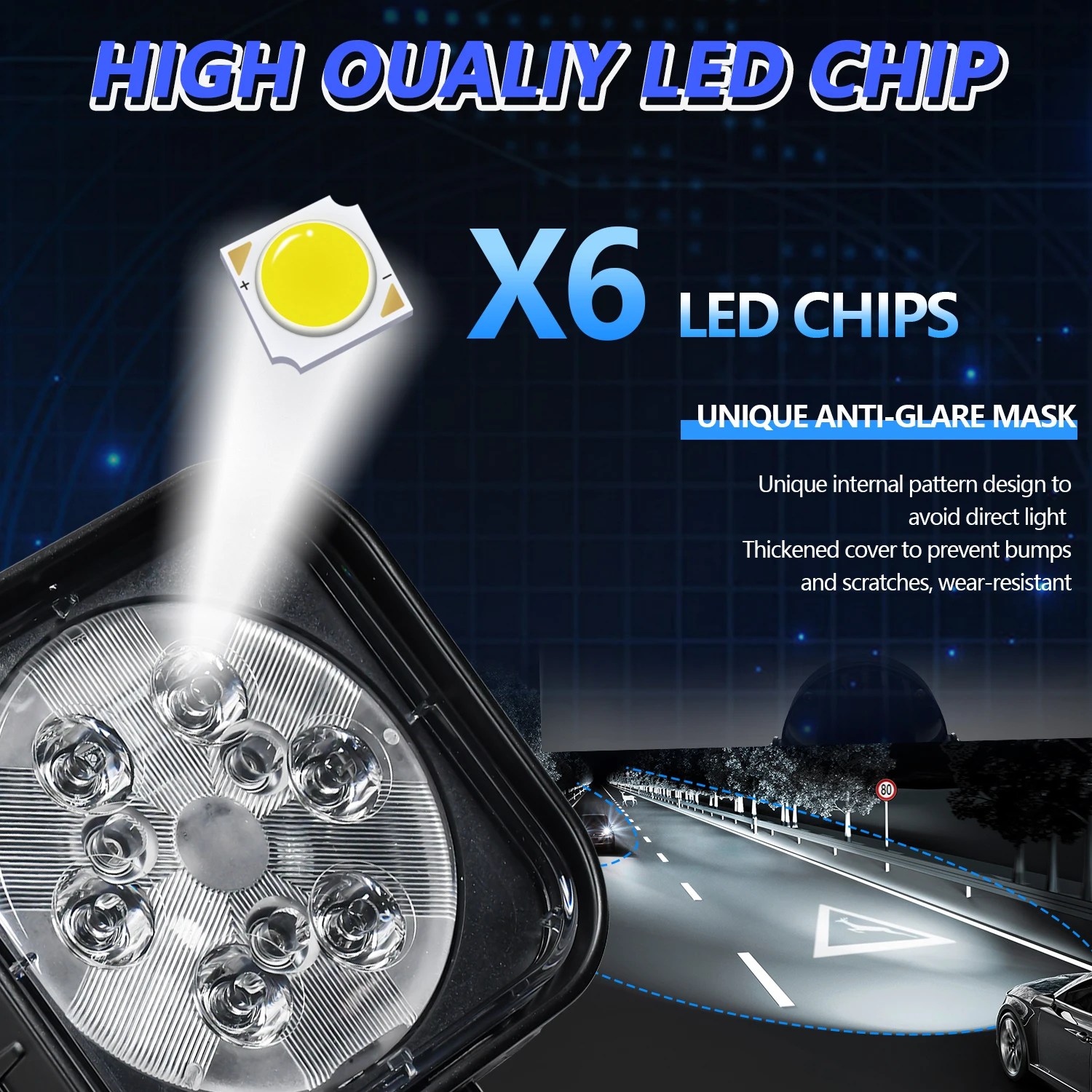 HYNBYZJ 4Inch Led Square or Round Work Light Pole 6 LED Cross Country Marine Spotlight 4X4 Jeep JK 4Wd Truck 9V-30V