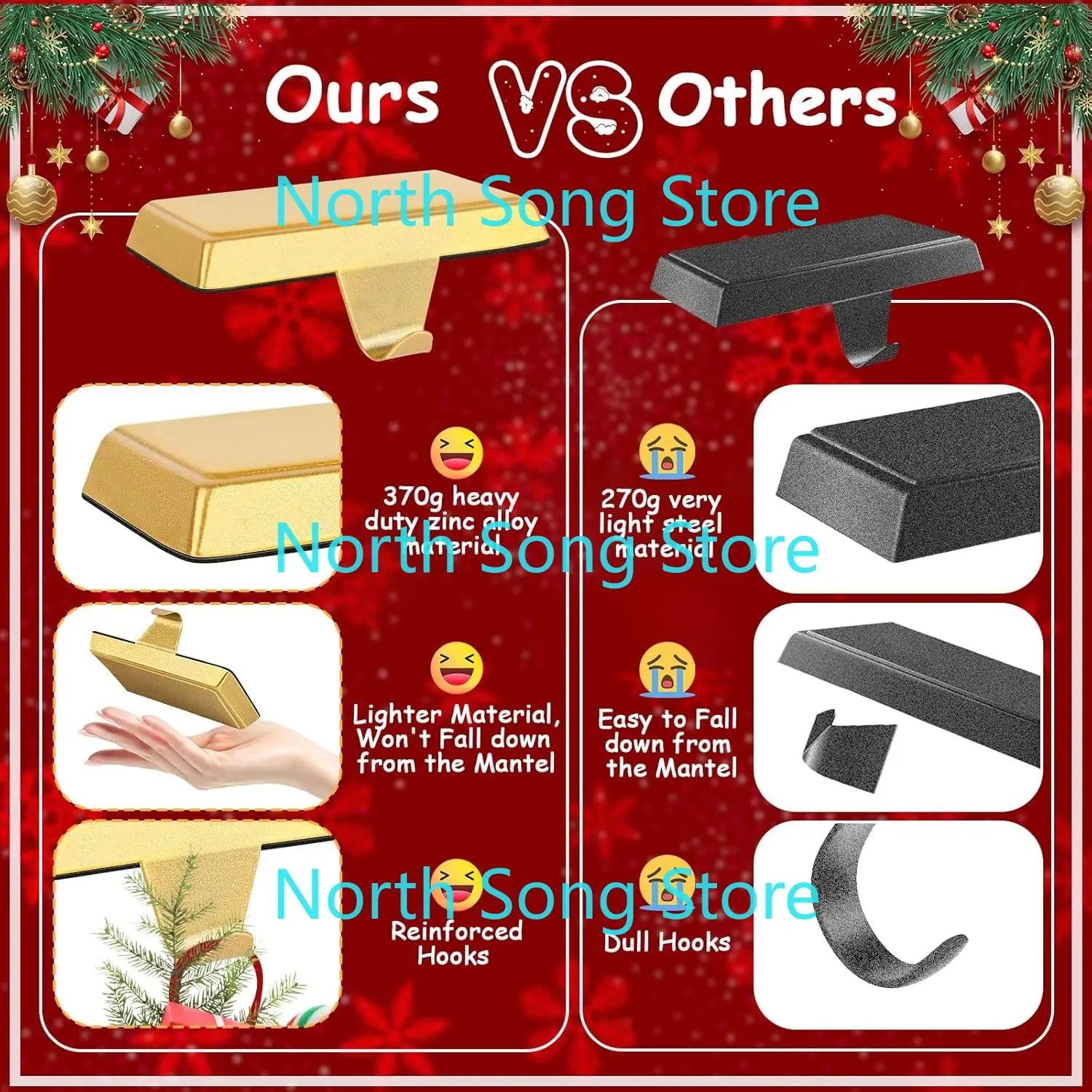 حاملات تخزين عيد الميلاد المعدنية لغطاءة شماعات تخزين شديدة التحمل وخطاف تخزين زينة عيد الميلاد لطاولات العداد #3