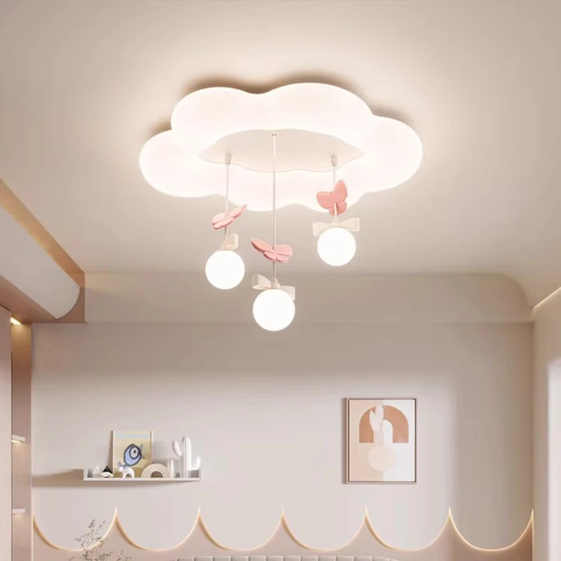 Children's Room Girl Bedroom Ceiling Lights LED Butterfly Cloud Light Warm Romantic Princess Room Baby Room Decor Ceiling Lamps