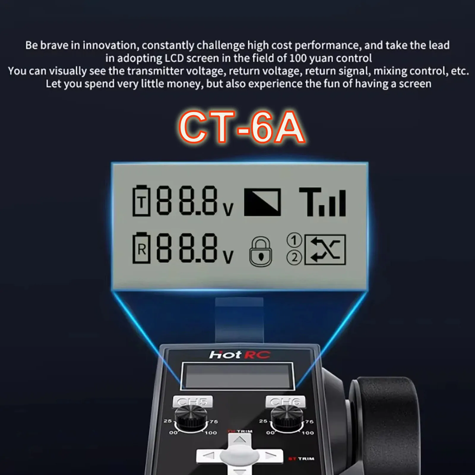 HotRC CT-6A RC Transmitter 2.4GHz 6CH 6 Channel One-handed Control Radio F-06A F06A PWM Receiver for RC Car Boat Drone Tank Part