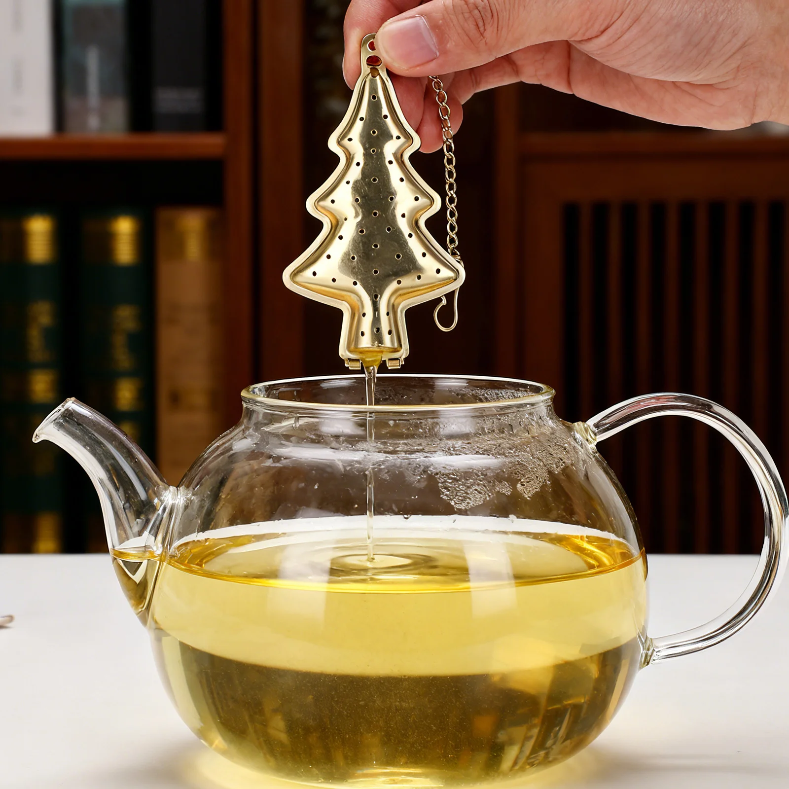 

2Pcs Tree Shape Stainless Steel Tea Strainer Loose Leaf Mesh Tea Infuser Chain Charm Reusable Filter for Mug Office Home