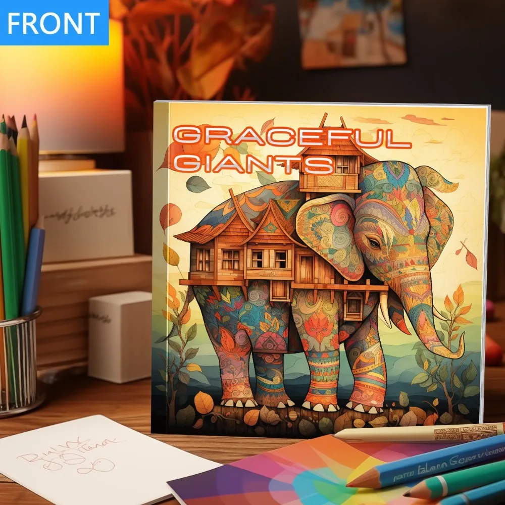 A4 Stylish Coloring Book With Elephants And Various Animals DIY Coloring Book For Markers Watercolor Pens And Oil Pastels