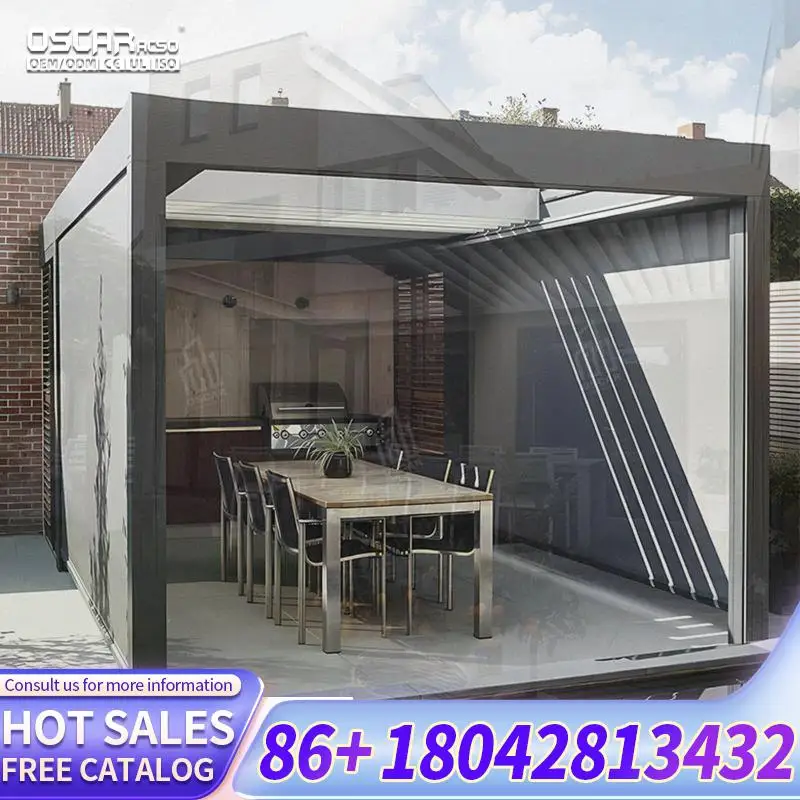Waterproof Outdoor Terrace Aluminium Louvered Sun Shade Roof Kits for Patio Garden Balcony pergola