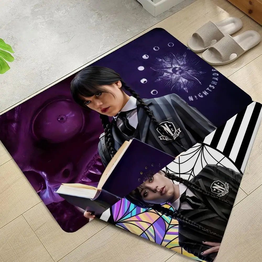 Movie W-Wednesday Addams Floor Mat Floor Carpet Room Bedroom Decoration Balcony Anti-Slip Doormat Living Room Hotel Decor Mat