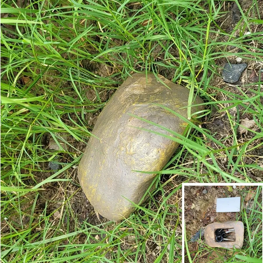 صندوق تخزين المفاتيح الحجري المقلد على شكل حجر الراتنج صندوق تخزين مفتاح المال الخاص المخفي صندوق تخزين الذهب الخاص #5