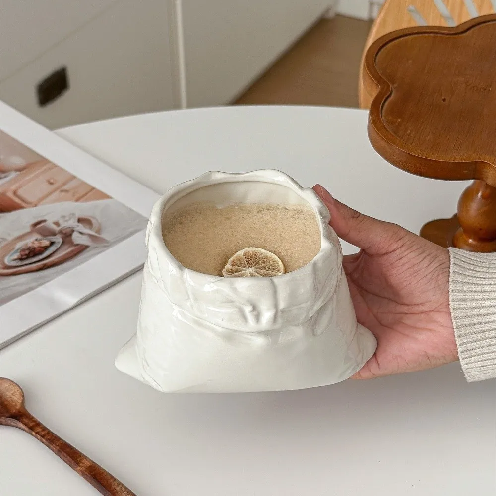 

Novelty Large-caliber Ceramic Coffee Cup Heat-resistant Non-slip Cloth Bag Mug Hand-crafted Water Cup Tea Cup Home Decoration