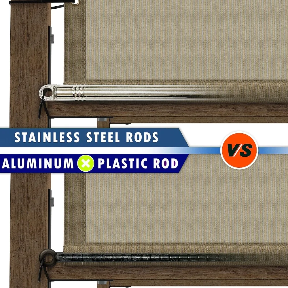 Black Pergola Sun Shade Canopy Replacement Cover with Stainless Steel Weighted Rods, 95% UV Blockage,Commercial Grade