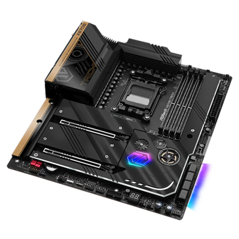 ASRock X670E Taichi Motherboard AMD X670 Support 7950X3D 7900X3D 7800 7500F CPU 4xDDR5 7800MHz HDMI 4xM.2 PCIe 5.0 AM5 Mainboard view 3