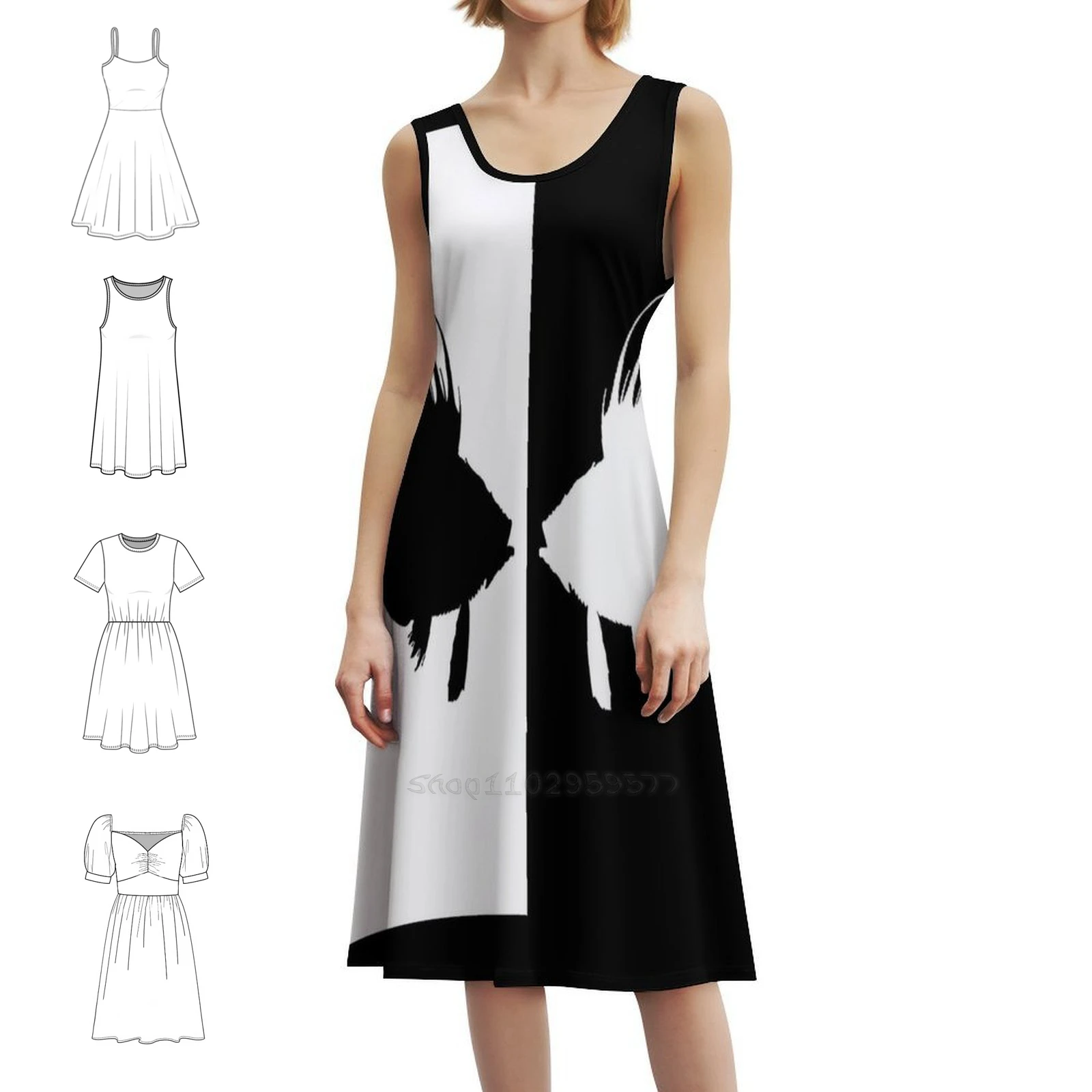 Dory Fish Korean Style Dress For Women Elegant Casual Dress For Party Or Daily Wear Fish Coastal Beach Summer Coastal Art Dress