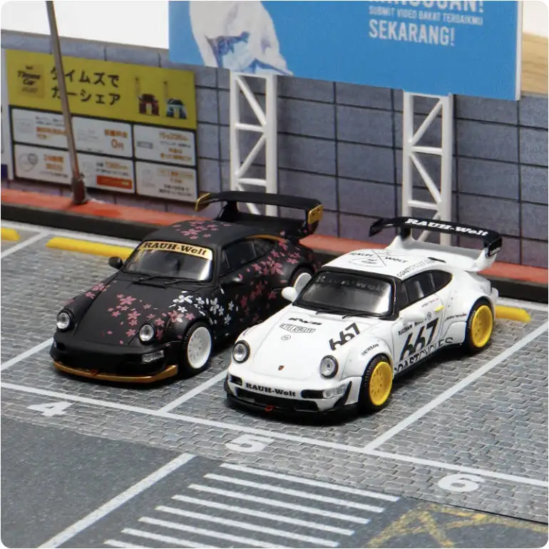 

BSC 1:64 Porsche 911 (930) RWB Diecast Car Model authentic widebody available in Sakura Cherry Blossom / #667 Coast liveries