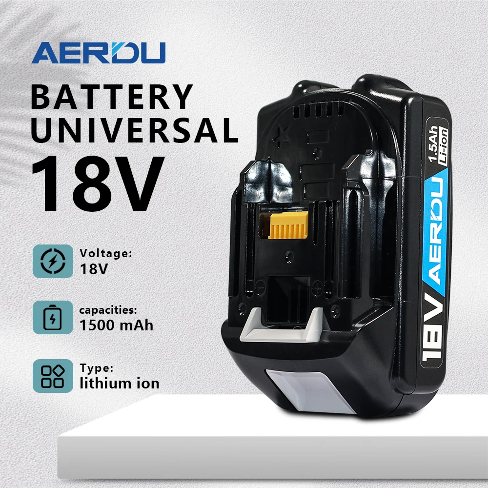 AERDU Makita 18V 도구 리튬 배터리 1.5Ah-3Ah makita BL1850 BL1830 BL1860 bl1850B 호환 18 볼트 무선 그라인더