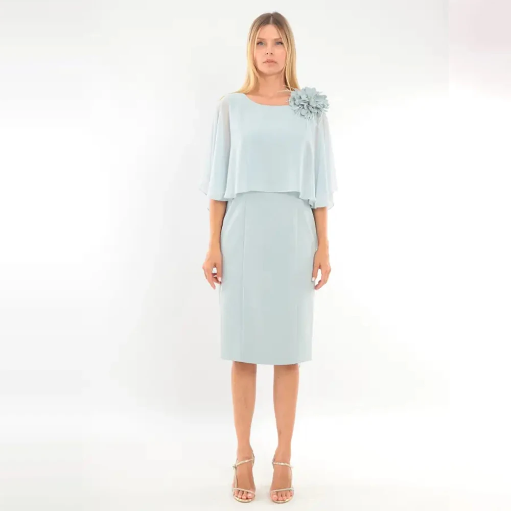 

Customized Sky Blue Mother of the Birde Dresses for Wedding 2026 Cap Sleeves Women's Evening Dress Elegant Prom Formal Gown Midi