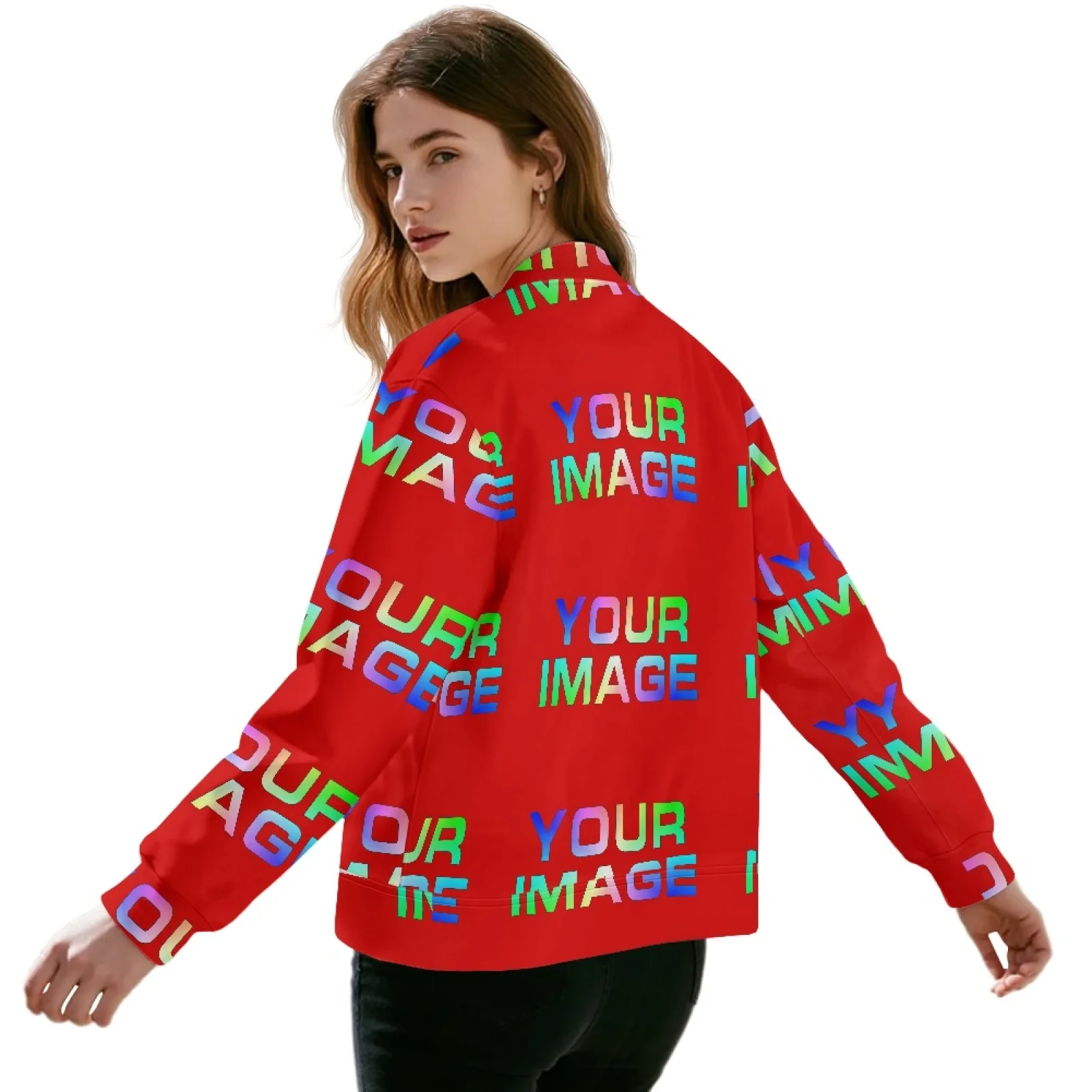 Print on Demand Female Jacket for Women Autumn Sport Jacket Women's Coat Stand Collar Zipper Slim Thin Jacket Jaquetas Outwear