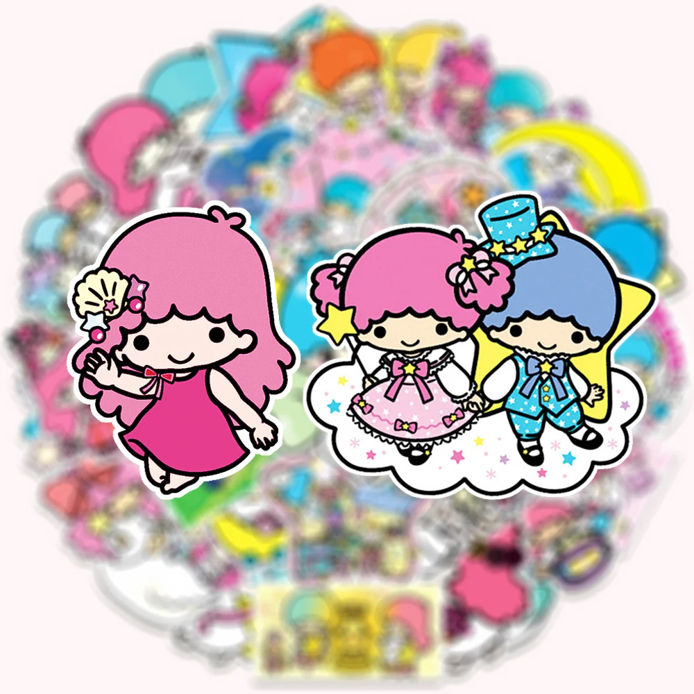 

10/30/50pcs Kawaii Little Twin Stars Cartoon Stickers Decals Phone Luggage Notebook Cute Sanrio Kids Sticker Decoration Supplies