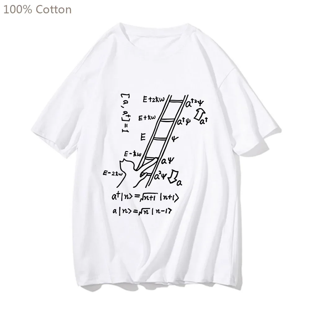 Schrodinger's Cat Quantum Mechanics T-shirts MEN Formula Stairs Cool 100% Cotton Tshirt Manga/Comic Four Seasons Sense of Design