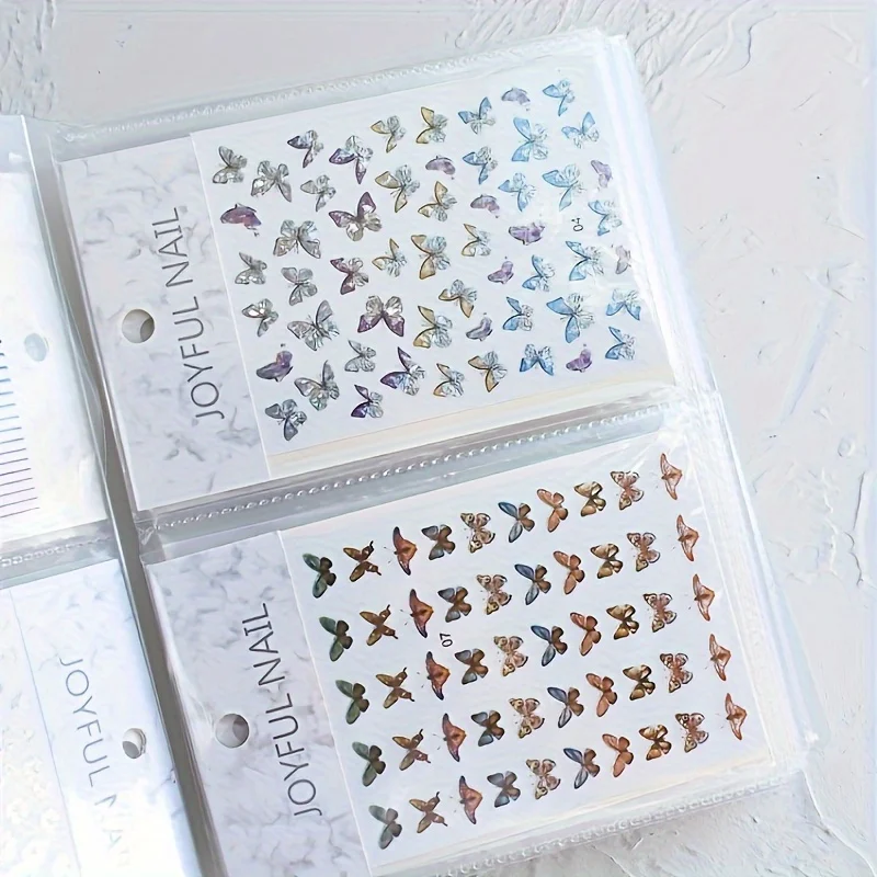 สมุดเก็บสติกเกอร์ติดเล็บ 80 ช่อง - หน้าใส PVC สำหรับจัดแสดงและเก็บรักษาสติกเกอร์ตกแต่งเล็บ