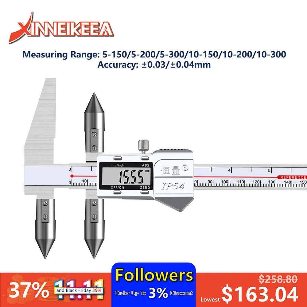 Center Distance Digital Display Caliper 150mm 200mm 300mm Edge To Hole Center Distance Measurement Tools Electronic Caliper