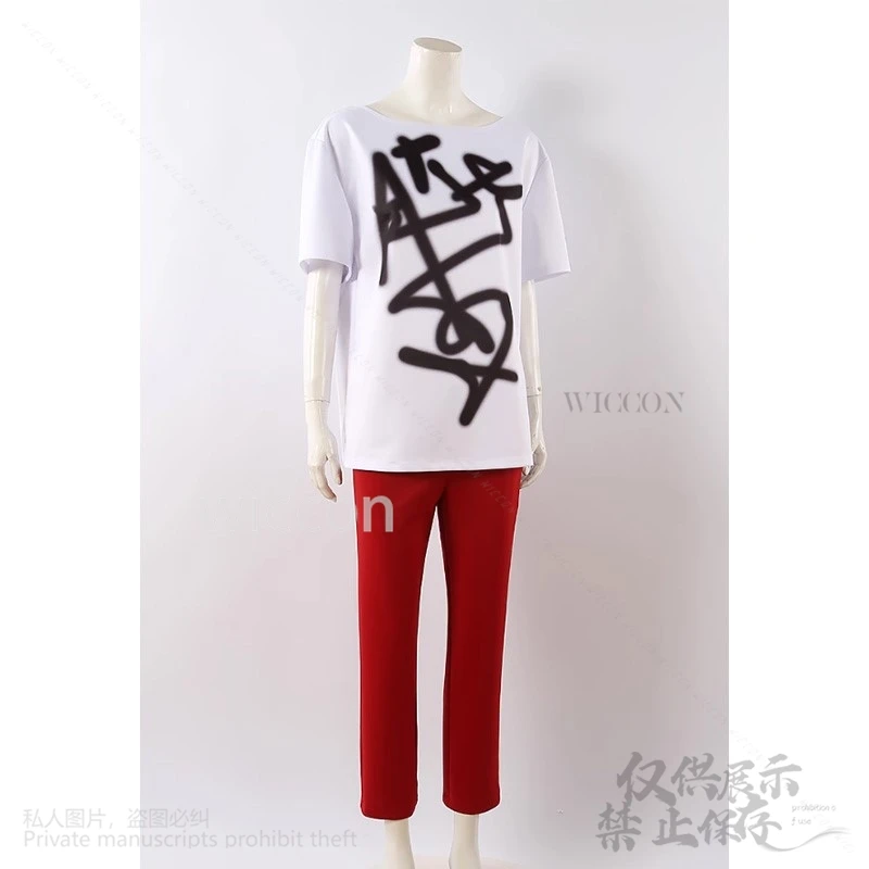 Anime Alien Stage Cosplay Till Costume Wig Tshirt Red Pants Costume Fancy Party Halloween Tattoo Uniform Men Women Customized