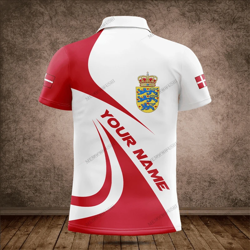 Personalized Denmark Shield Graphic Polo Shirt Summer 3D Printed Men's Fashion Loose Cool Jersey Fast Dry Short Sleeve Tops
