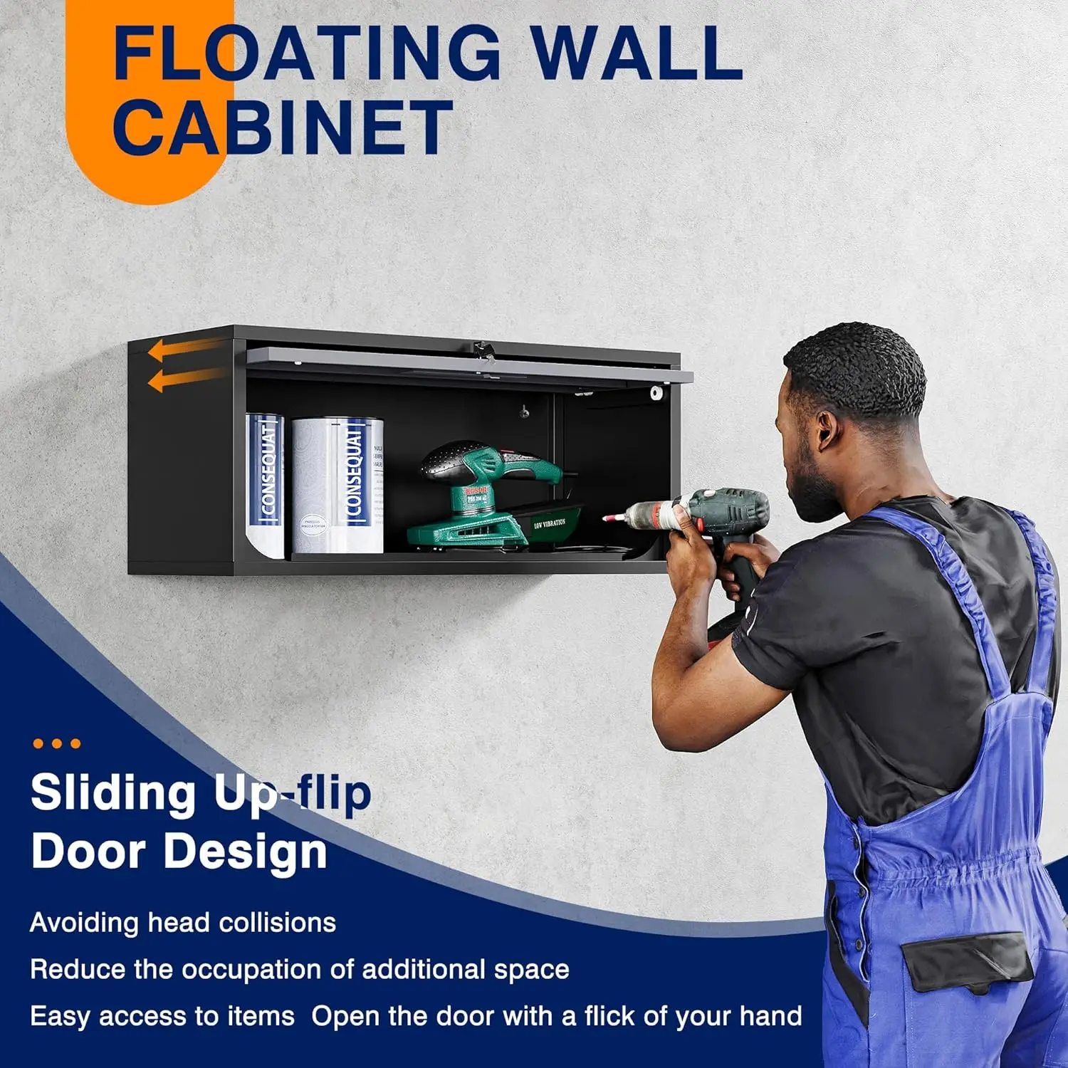 خزانة حائط جراج معدنية مع أبواب، خزانة تخزين معدنية مثبتة على الحائط، خزانة أدوات جراج عائمة، مطبخ، مستودع