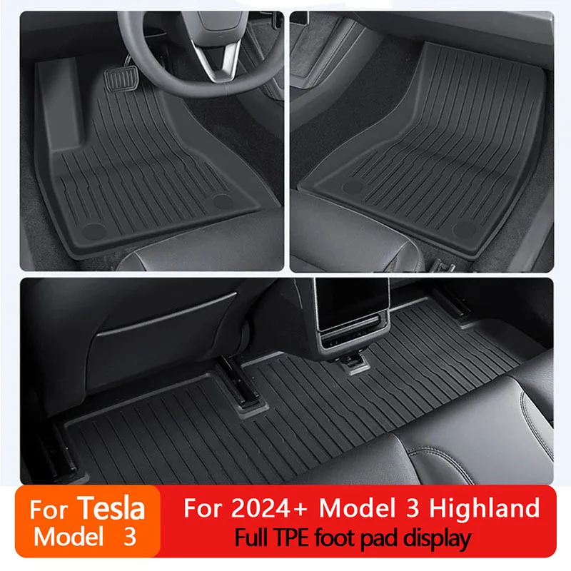 TPE الحصير سيارة ل جديد تسلا Model3 هايلاند 2024 منصات القدم الحصير الأمتعة حصيرة مجموعة أربعة مواسم مقاوم للماء المضادة للانزلاق فرش داخلي للسيارات والشاحنات #2