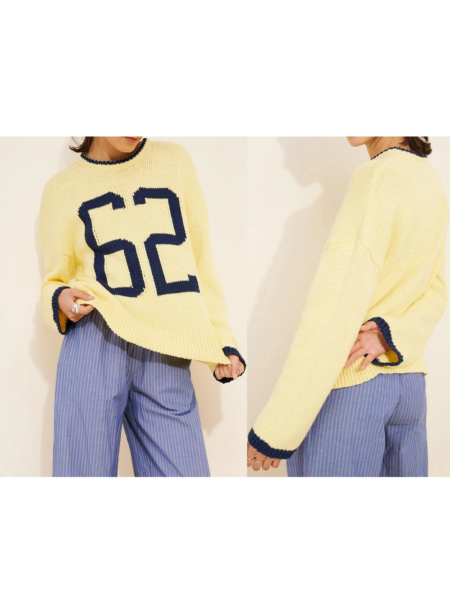 Pull Femme Col Rond Manches 3/4 – Tissu Doux Brossé (coton/polyester) – Chaud Et Léger – Automne/hiver