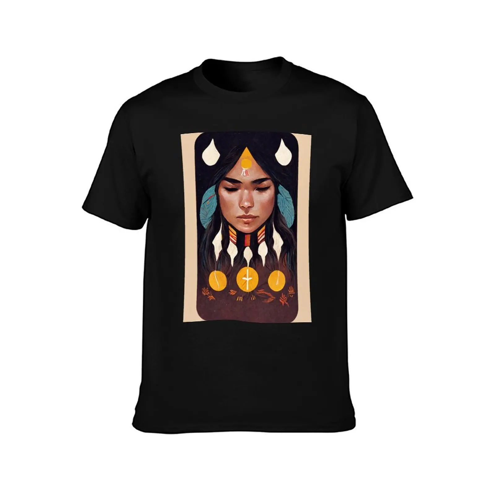 Native American Meditation Tarot T-Shirt Lightweight Hiking T-Shirt