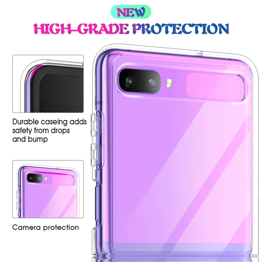 Transparent TPU/PC Case For Samsung Galaxy Z Flip SM-F700 Fundas Capa Hybrid Shockproof Shell Clear Back Cover For Z Flip 5G