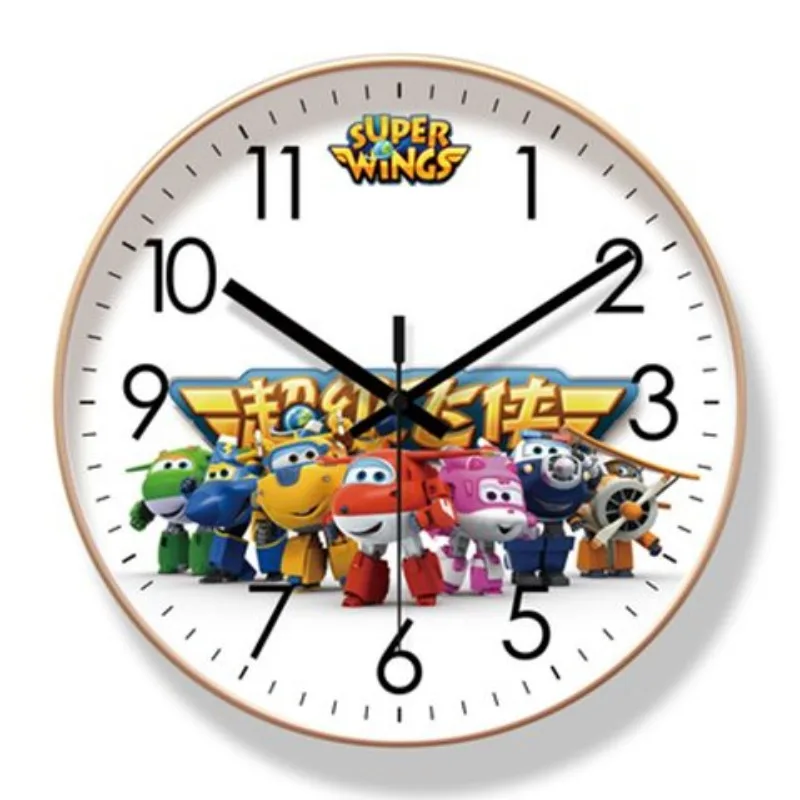 Super Wings Round Cartoon Quartz Home Clock Silent Travel Time Versatile Fashion Children\'s Bedroom Early Education Wall Clock