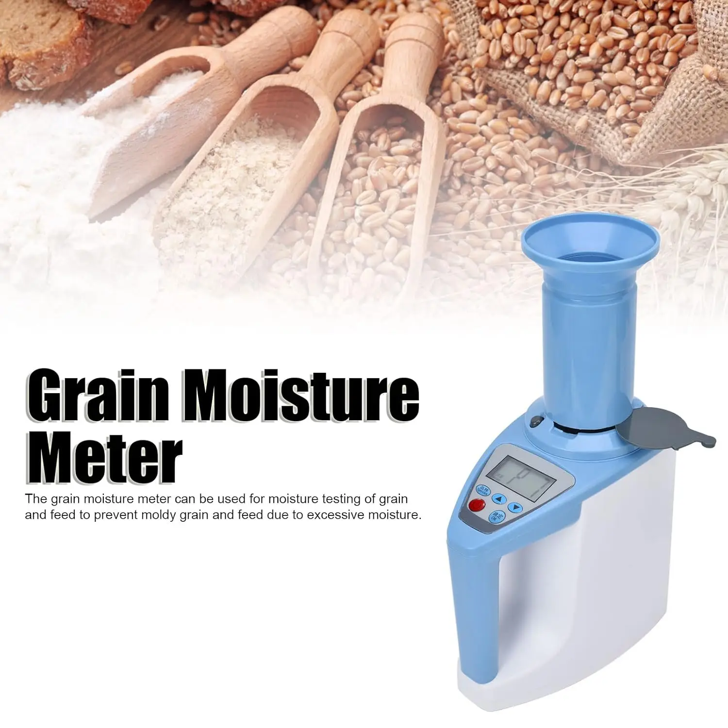 

Grain Moisture Meter, Moisture Tester for 20+ Grains, Measure Weight, Density, Temperature with LCD Display, Wheat, Corn, Rice