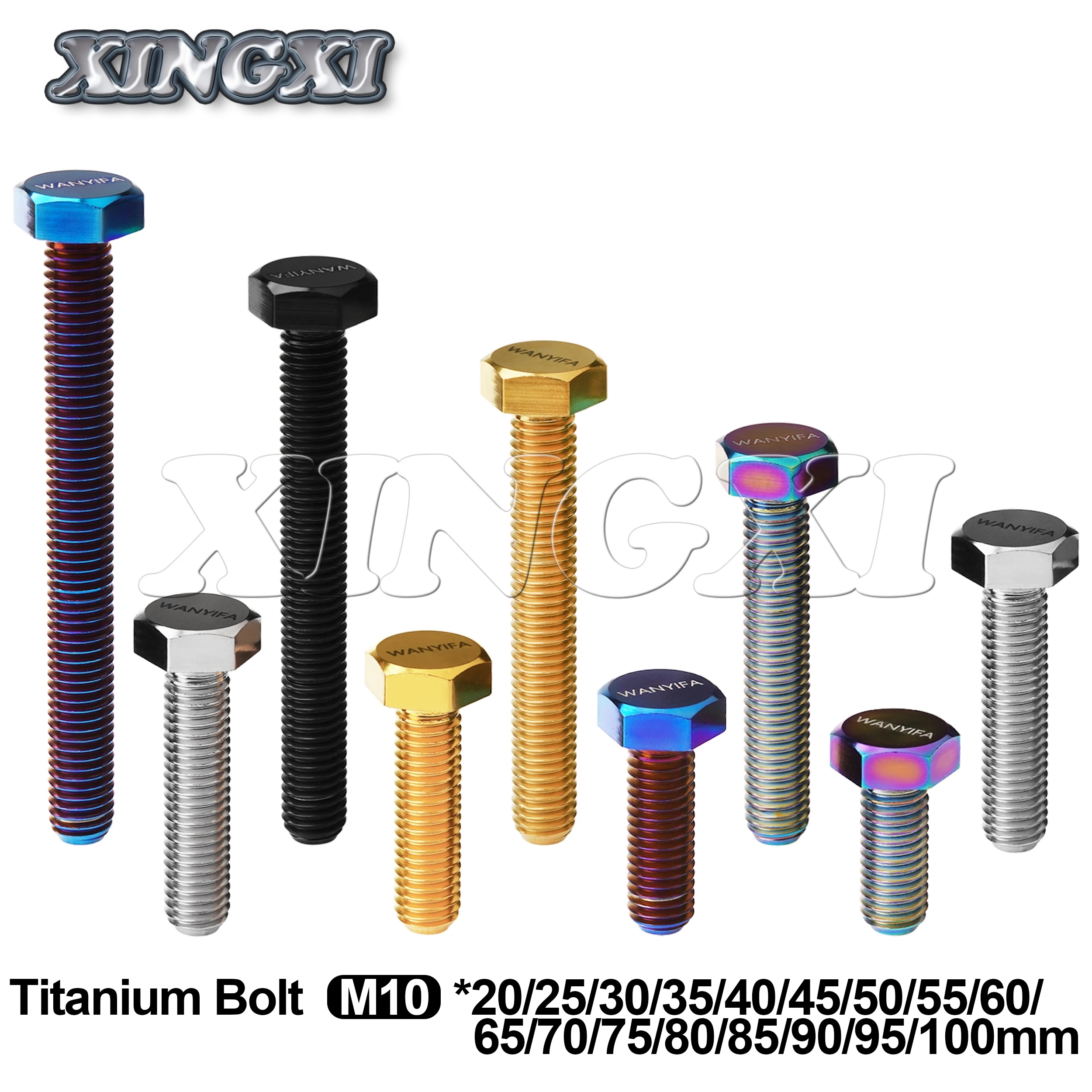 Xingxi DIN933 التيتانيوم GR5 الخارجية عرافة الترباس M10x20-100mm شقة رئيس الملعب 1.25 مللي متر كامل مسمار ملولب للدراجات النارية