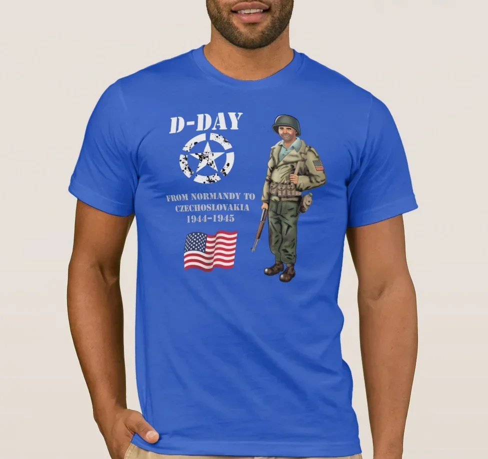 ノルマンディーから、フランス1944ピルゼンまで、チェコスロバキアd-day tシャツ綿100% oネック夏半袖カジュアルメンズtシャツ