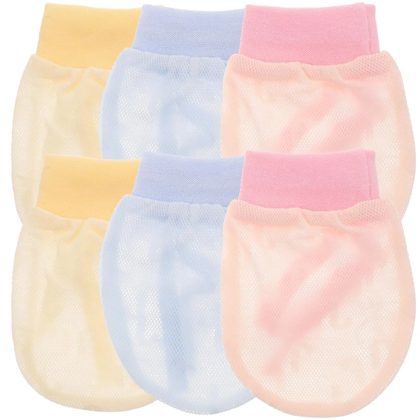 3 пары детских варежек с защитой от царапин, 6-12 месяцев, хлопковые детские перчатки без сосания большого пальца, товары для маленьких мальчиков и девочек, дышащая сетка