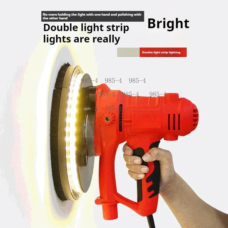 Wall Putty Polisher Hand Grinder LED Double Light Dustless Drywall Sander Grinding Machine