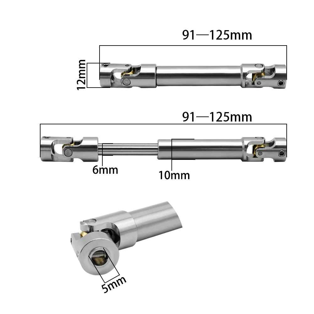 Stainless Steel Drive Shaft for 1/10 RC Crawler TRX4 TRX6 Axial SCX10 III RBX10 RR10 Wraith Capra D90 RC4WD Redcat GEN8