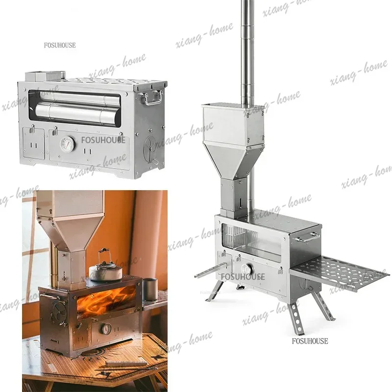 lsOutdoor Camping Stove Tent Heaters Camping Cooker and Oven Dual Purpose Portable Particles Heating Wood and Burn Firewood Stov