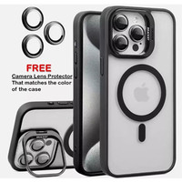 2 in 1 Camera Lens Kit & Holder Magnetic Case for Magsafe IPhone 16 15 14 13 12 11 Pro Max Plus 16Pro IPhone16 Mac Safe Cover