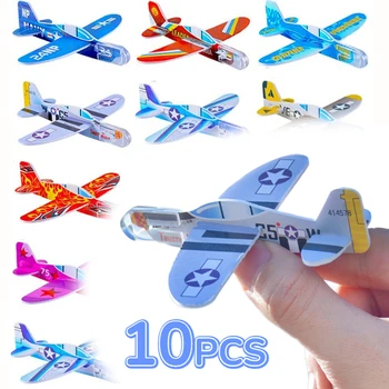 10-1Pcs Mini DIY Hand Werfen Fliegende Segelflugzeuge Kinder Spiel Spielzeug Schaum Flugzeug Party Favors Geschenk Outdoor starten Kämpfer Spielzeug