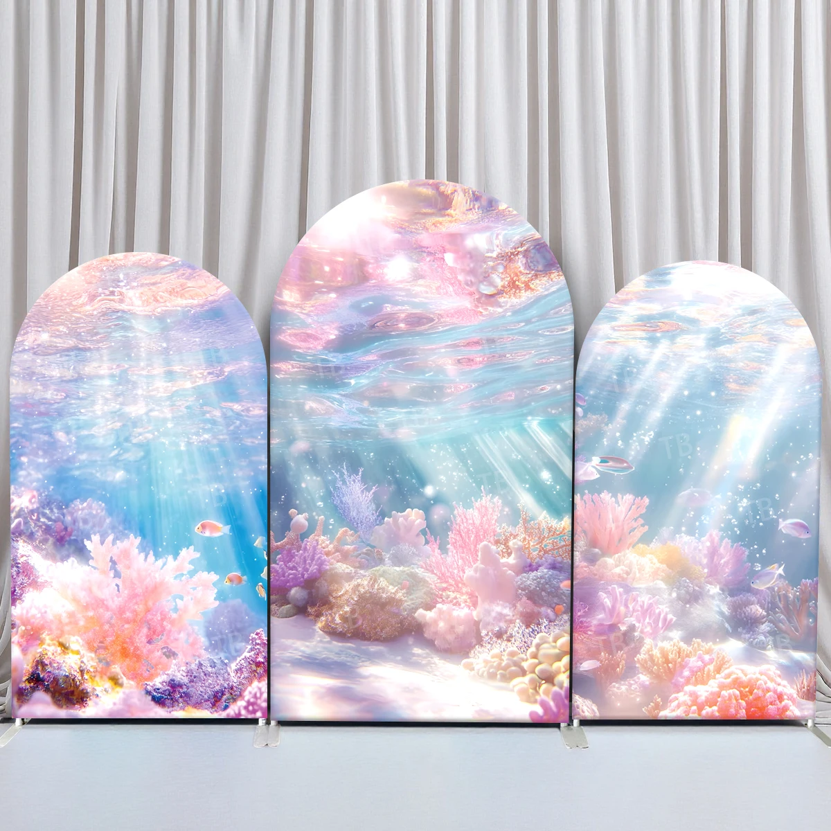 

TB Underwater World Arch Backdrop Cover Colorful Dreamland Birthday Party Babyshower Photography Background Decor Elastic Fabric