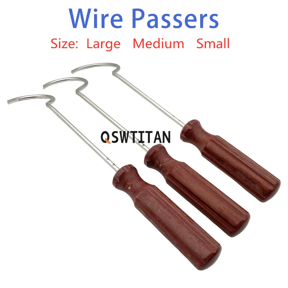 Wire Guider Wire Passers Large medium small Wooden handle Orthopedic Instrument Pet