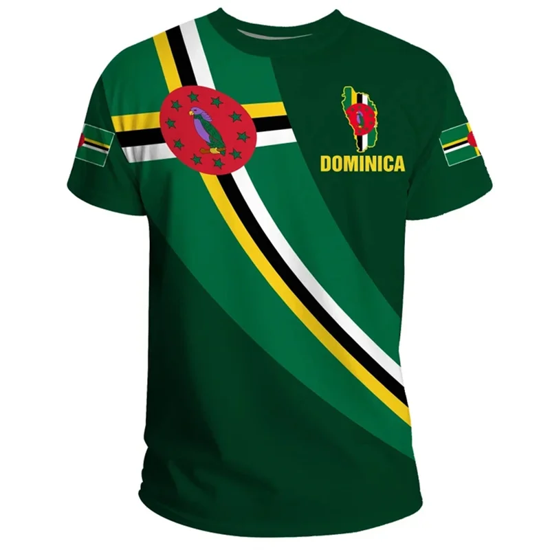 3D Printing Dominica Coat Of Arms T Shirt The Commonwealth Of Dominica Flag Map Graphic Tee Shirts Casual Mens Clothing T-shirts