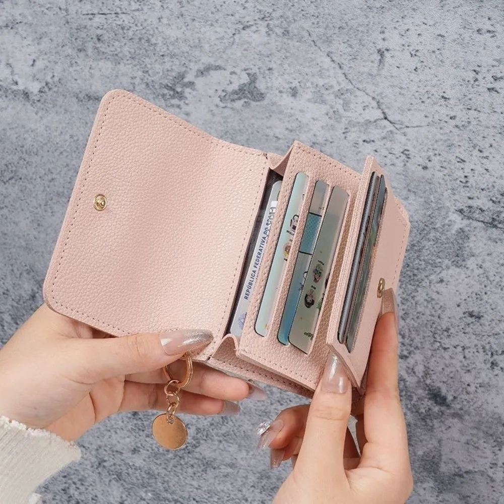 

Новый однотонный женский кошелек с несколькими слотами из искусственной кожи, двойной кошелек для монет на молнии, короткий держатель для карт, подарок