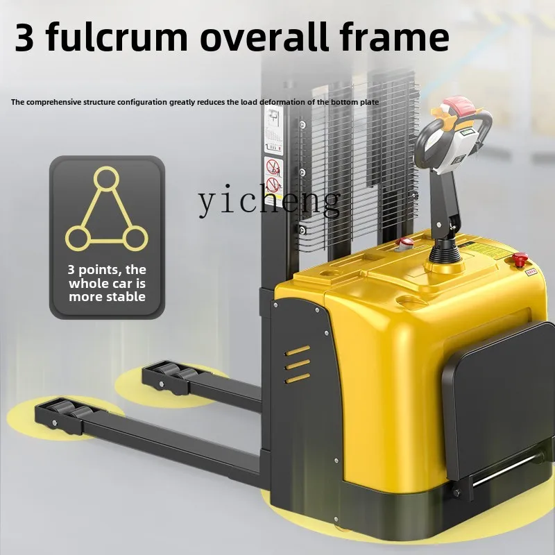 r8.17- electric stacker 2 tons semi-electric forklift small hydraulic truck lift pallet stacking loading and unloading forklift