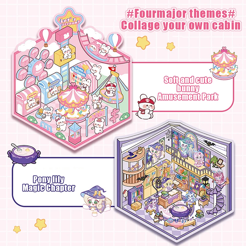 1 Set DIY Capybara Animal 3D Landscape Stickers Miniature Cottage Scene Stacking Adhesive Handmade Stickers Kids Cute Gift