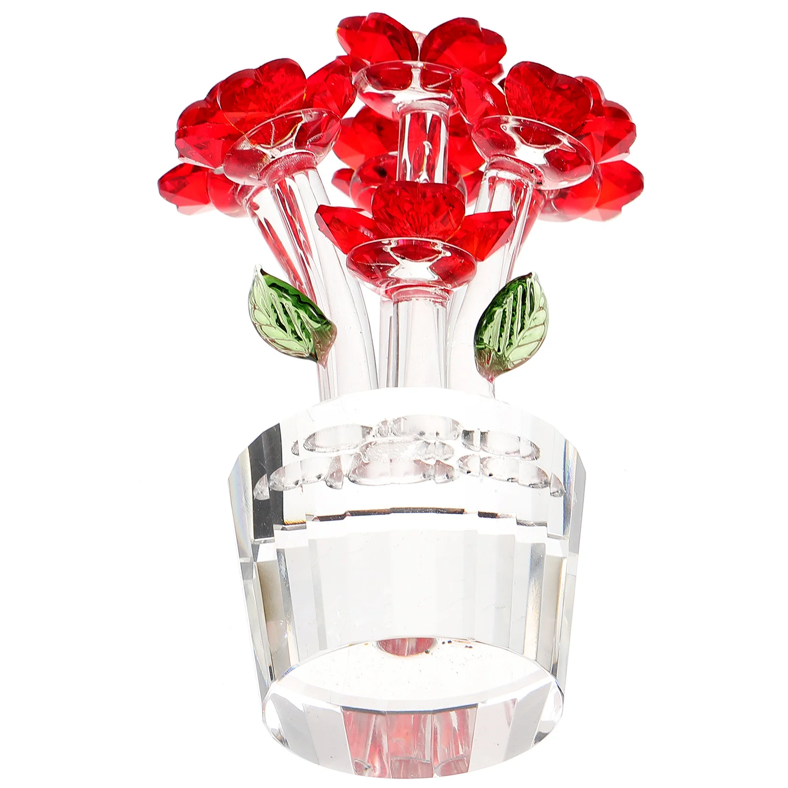 Crystal Craft Ornament Flower Shaped Desktop Decor Home Office Adornment Exquisite Indoor Crystal Flower Desktop Accessory