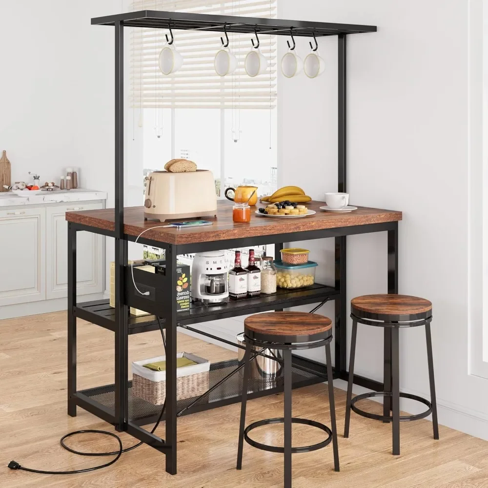 kitchen islands table，Kitchen Island with Storage, Bakers Rack with Power Outlet, Island Table for Kitchen3Tier Microwave Stand