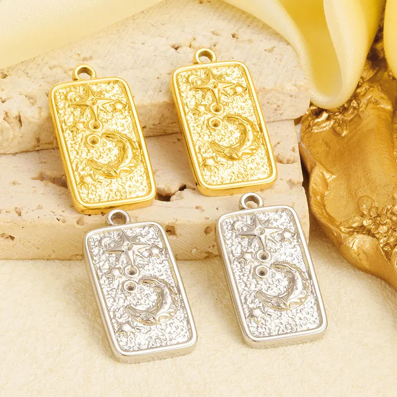 6pcs/Mix Classic Gold/Silver Color Heart Shaped Cross Irregular Shaped Pendant Stainless Steel Diy Women Necklace Accessories