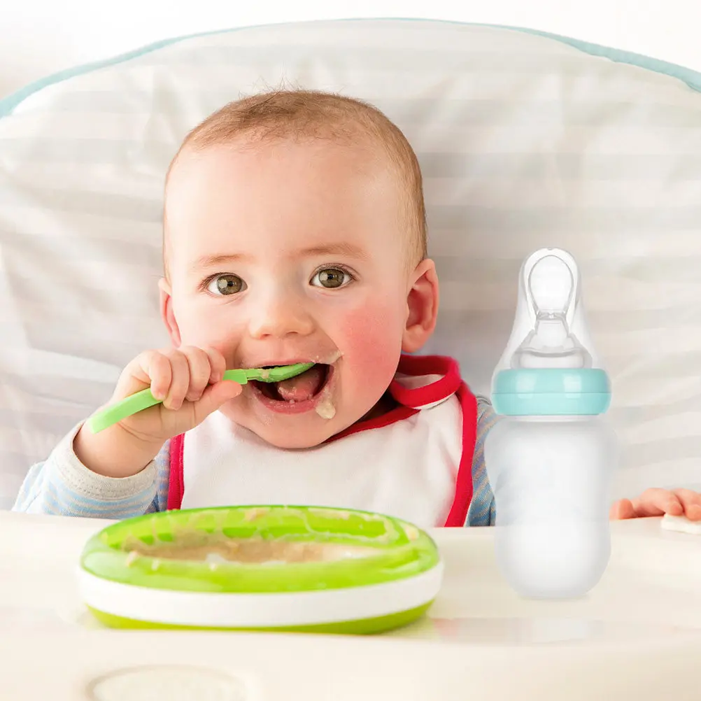 

Многофункциональная силиконовая бутылочка для кормления, синяя, безопасная для посудомоечной машины, портативная конструкция для путешествий и домашнего использования